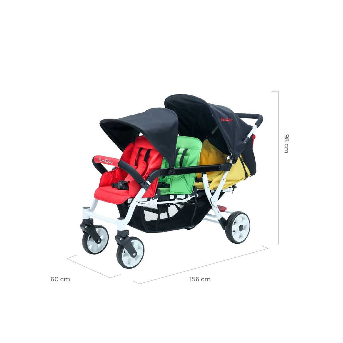 Poussette triple Familidoo Lidoo H3E + Ergondrive Full Black