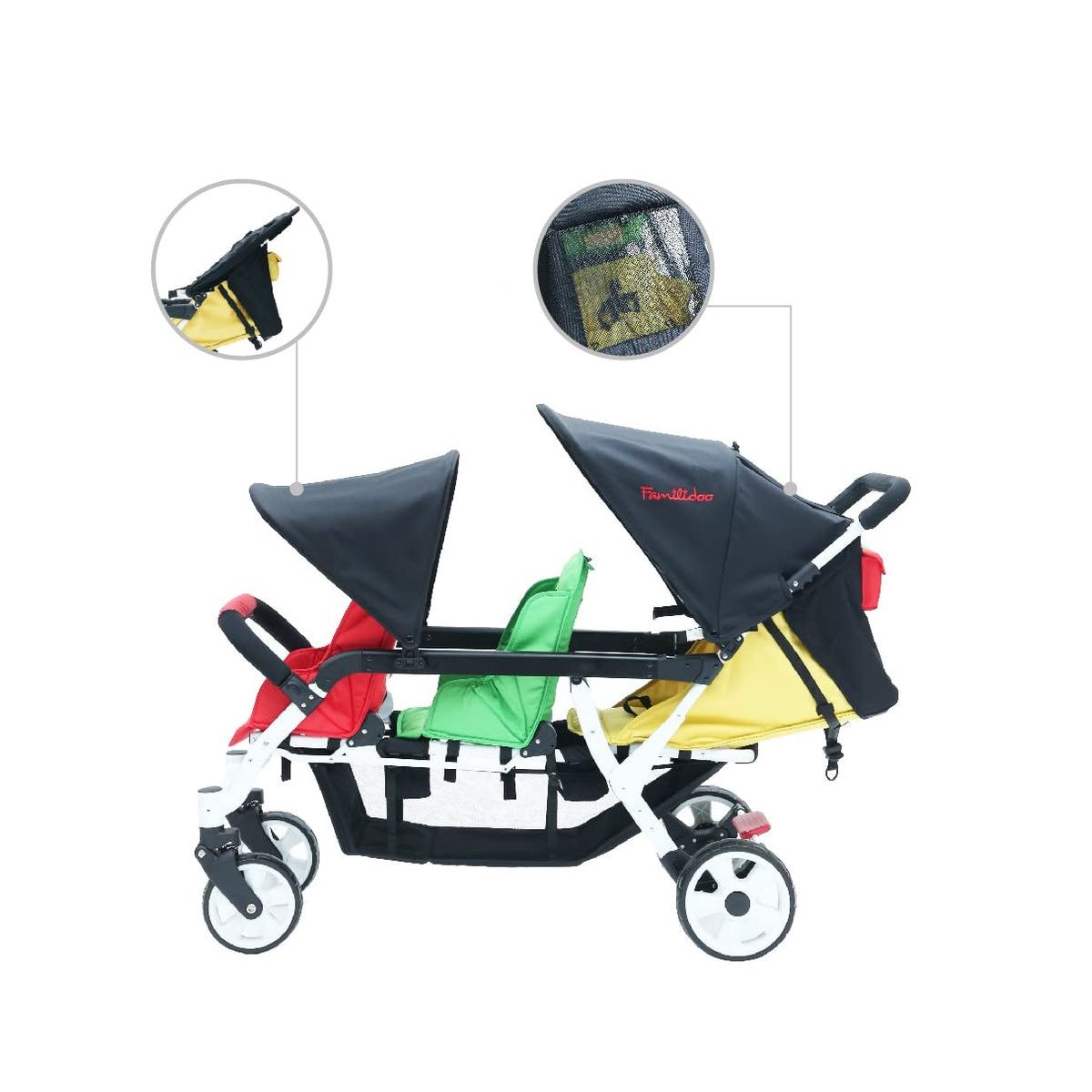 Poussette triple Familidoo Lidoo H3E + Ergondrive Full Black