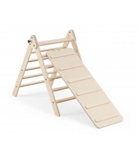 Pikko set triangle pliable pikler + toboggan/escalade - Naturel