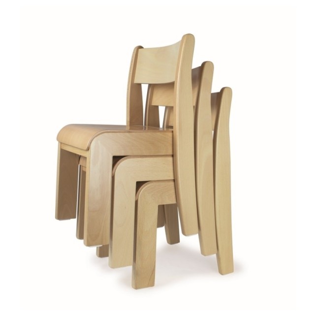 CHAISE BOIS EMPILABLE -  L34 X P34 X H35 cm - Taille 3 - Naturel